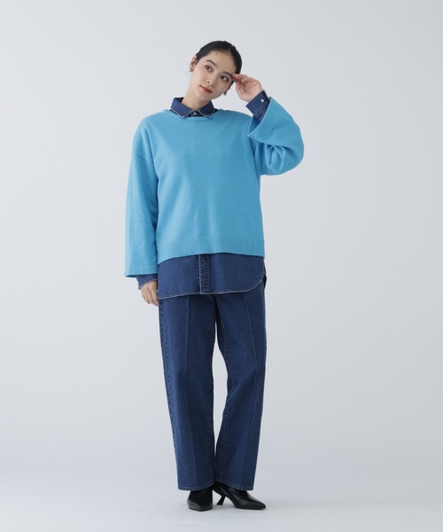 JULYNINE ネイビーニットセーター サイズF quaranciel:〈手洗い可能〉AQUA カシミヤ ミックス ドルマン ニット