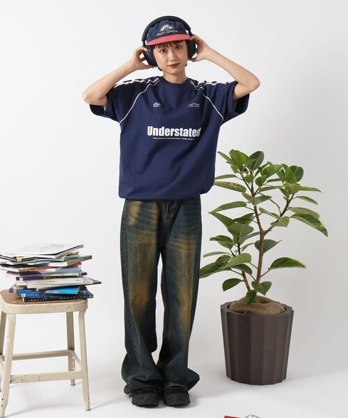 「FFEIN」 半袖Tシャツ MEDIUM ネイビー メンズ_画像6