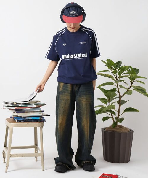 「FFEIN」 半袖Tシャツ MEDIUM ネイビー メンズ_画像7