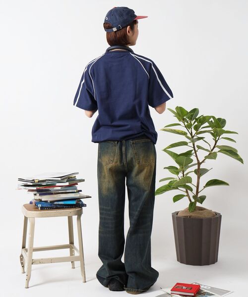 「FFEIN」 半袖Tシャツ MEDIUM ネイビー メンズ_画像8