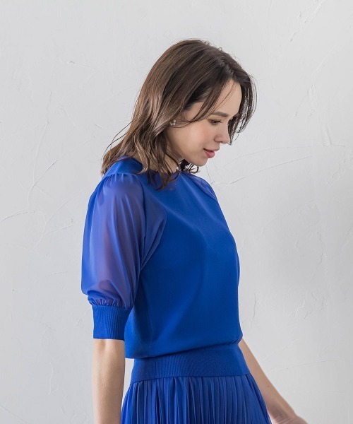 「Viaggio Blu」 半袖ニット M ネイビー レディース_画像3