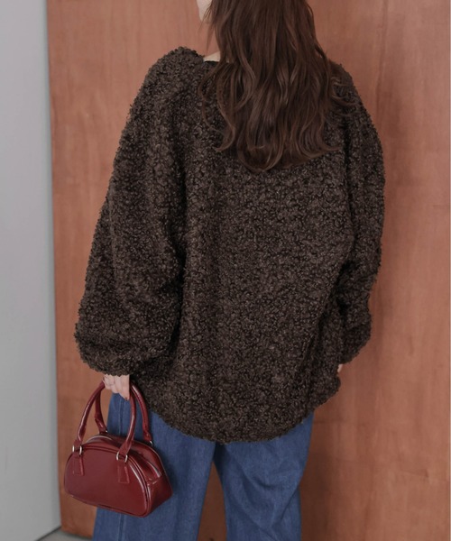 ジャケット ノーカラージャケット プードルファー レディース