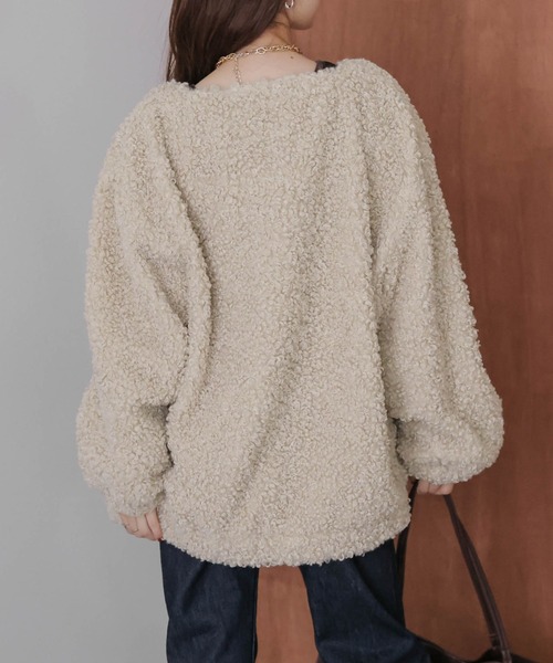 ジャケット ノーカラージャケット プードルファー レディース