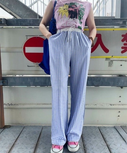 「ISOOK」 イージーパンツ FREE ブルー レディース_画像6