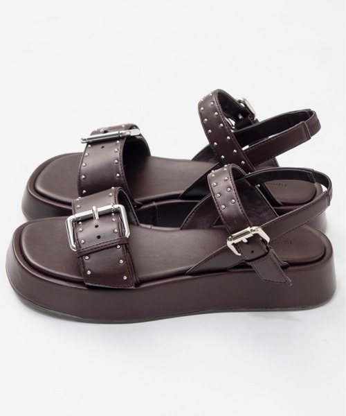 MAISON SPECIAL レザーサンダル ブラック　メゾンスペシャル MAISON SPECIAL（メゾンスペシャル） 厚底 サンダル Studded Wide Belt