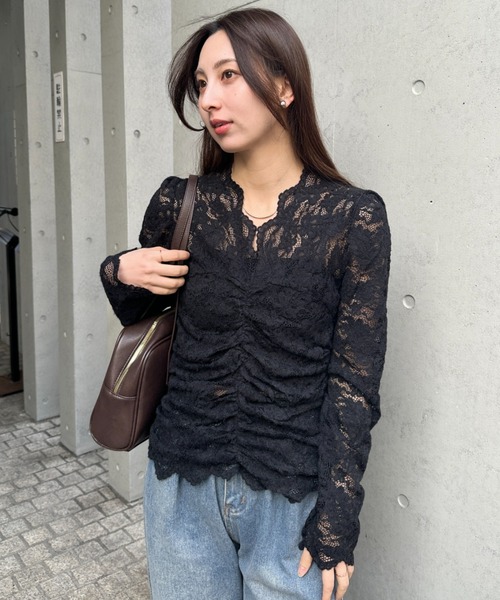 tシャツ 花柄レースVネックカットソー レディース : ZOZOTOWN Yahoo!店