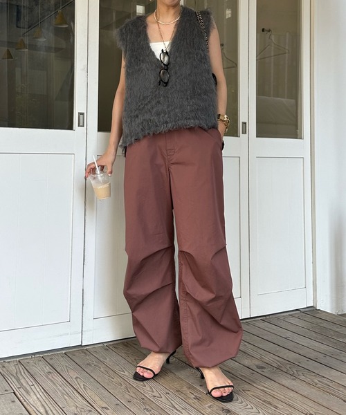 「DouDou」 ニットベスト FREE ベージュ レディース_画像6