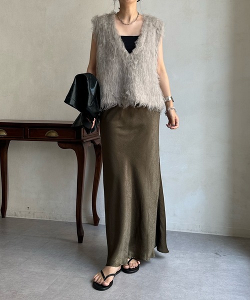 「DouDou」 ニットベスト FREE ベージュ レディース_画像8