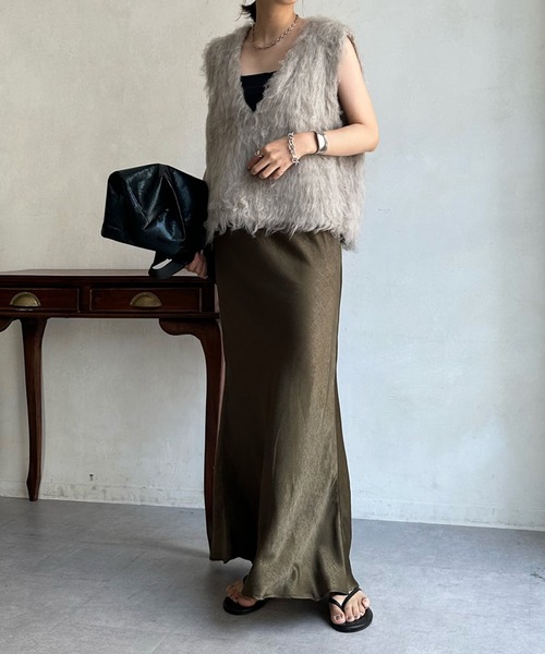 「DouDou」 ニットベスト FREE ベージュ レディース_画像9