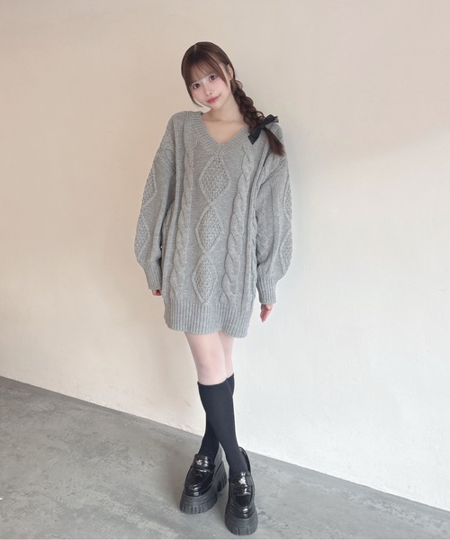 one way（ワンウェイ） ワンピース バックリボンニットワンピース