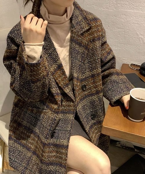 コート チェスターコート チェック柄オーバーサイズジャケットコート