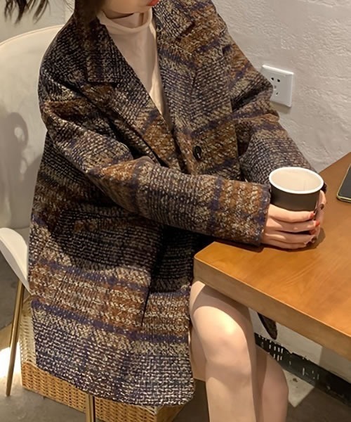 コート チェスターコート チェック柄オーバーサイズジャケットコート