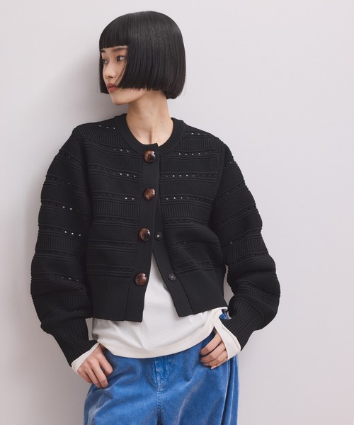 カーディガン 「WEB限定」mixパターンニットカーディガン レディースの画像