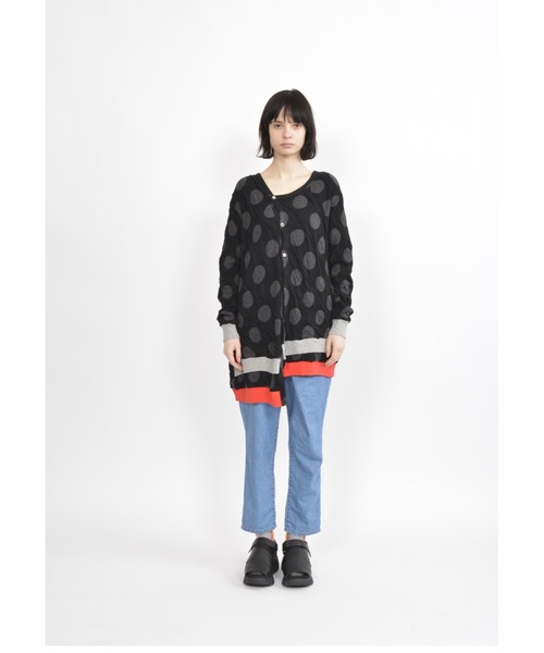 「gomme」 カーディガン MEDIUM ブラック×グレー レディース_画像2