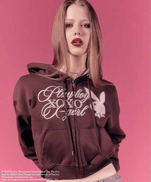 PLAYBOY（プレイボーイ） パーカー × X-girl COMPACT ZIP UP SWEAT