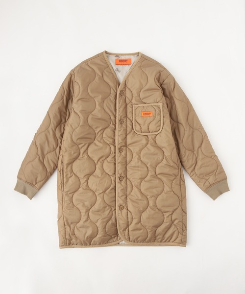 「UNIVERSAL OVERALL」 ノーカラーコート LARGE ベージュ レディース_画像4