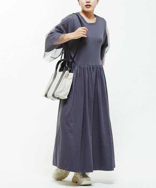 「CONVERSE TOKYO」 7分袖ワンピース FREE ブラック レディース_画像2