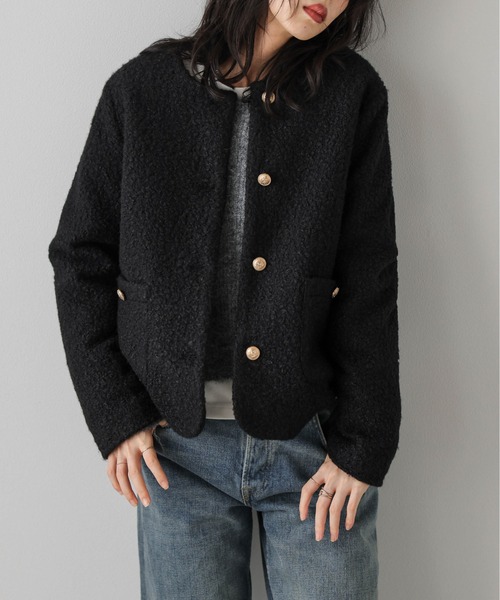 「La-gemme」 ノーカラージャケット フリー ブラック レディース_画像7