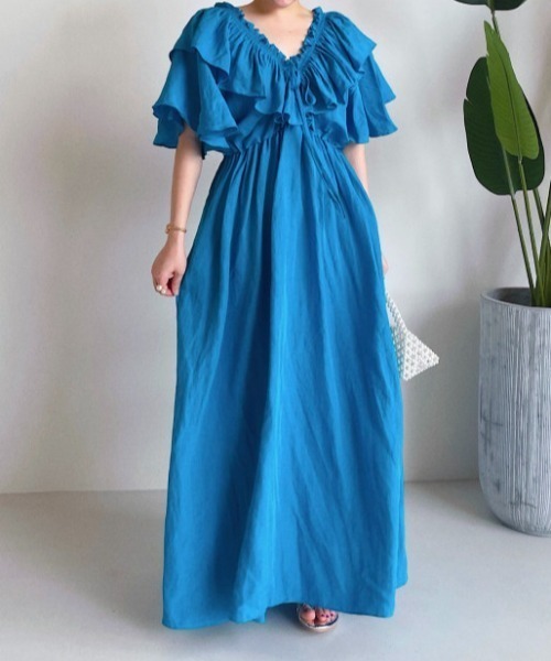 emi+ ワンピース フリルVネックロングワンピース : ZOZOTOWN Yahoo!店