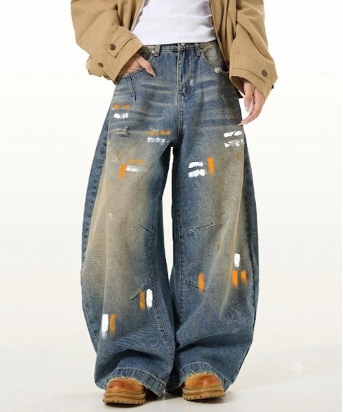 デニム ワイドパンツ　バルーン　サイズL 新品 NEW GENTLEMAN ワイドパンツ ジーンズ デュワーズデニム ワイドバギー