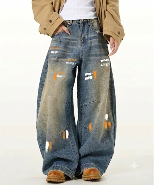 NEW GENTLEMAN ワイドパンツ ジーンズ デュワーズデニム ワイドバギー