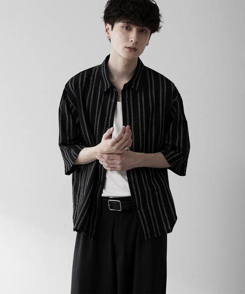 希少バーバリー UPON MY KINGDOM ハーフジップ 半袖シャツ 黒L RUUBON シャツ 「RUUBON」airy half sleeve box shirt/エアリーハーフ
