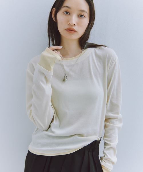 Obis＆（オビスアンド） tシャツ レイヤード風シアーカットソーロンT