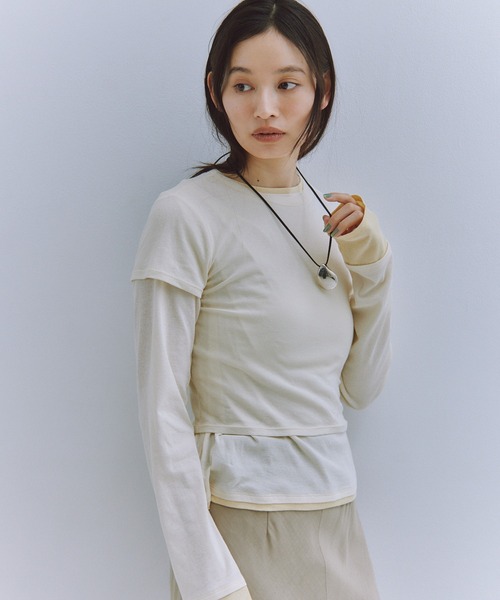 Obis＆（オビスアンド） tシャツ レイヤード風シアーカットソーロンT