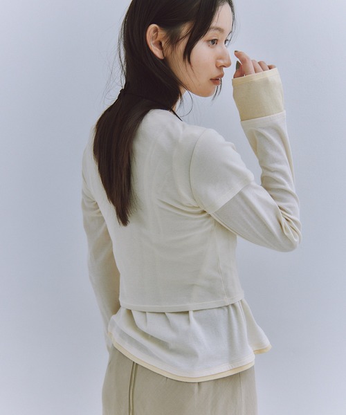 Obis＆（オビスアンド） tシャツ レイヤード風シアーカットソーロンT