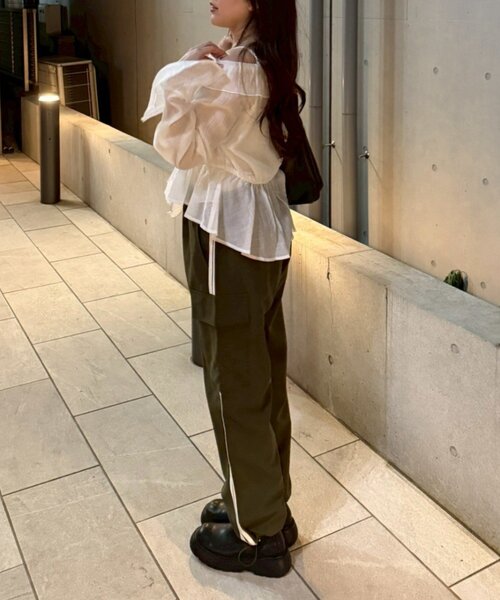 ANOTHER BRANCH OLIVE des OLIVE カーゴパンツ 脇ライン入りカーゴ