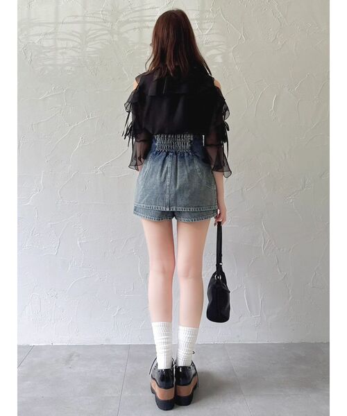 ジーンズ デニム デニムパンツ コルセットスカパン レディースの画像