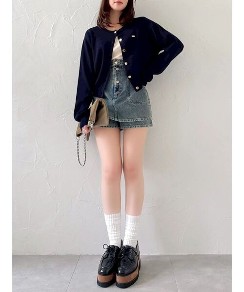 ジーンズ デニム デニムパンツ コルセットスカパン レディースの画像