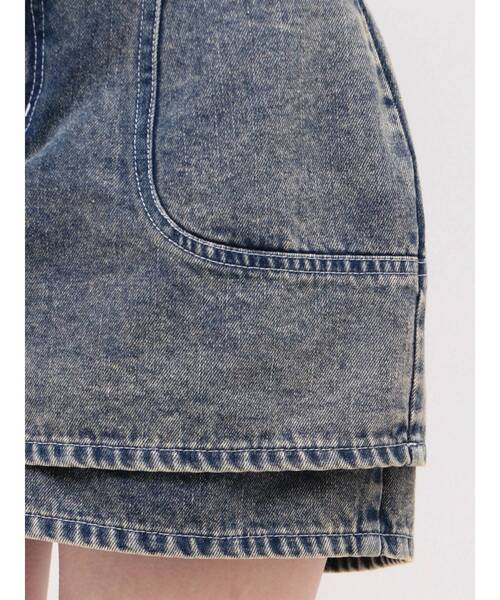 ジーンズ デニム デニムパンツ コルセットスカパン レディースの画像