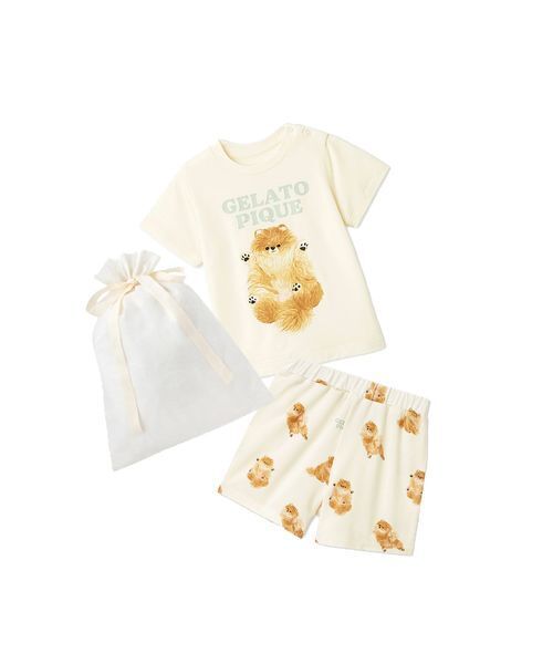 ジェラピケ　ドッグワンポイントTシャツ&ショートパンツSET ポメラニアン gelato pique（ジェラートピケ） 出産祝い 「ラッピング済み」「BABY