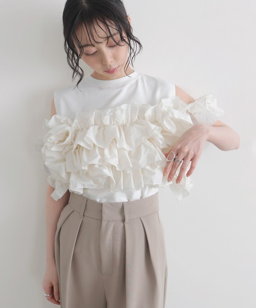 tシャツ フリルビスチェドッキングT レディースの画像