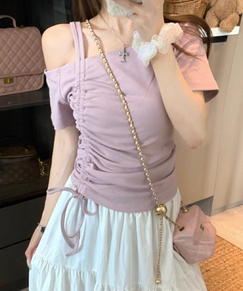 Sally Lunn tシャツ ワンショルダー ドロストトップス レディース