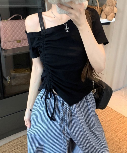 Sally Lunn tシャツ ワンショルダー ドロストトップス レディース