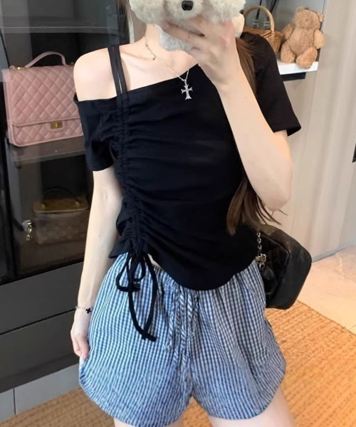 RANCLIC 未使用　ワンショルダー　トップス Sally Lunn tシャツ ワンショルダー ドロストトップス レディース