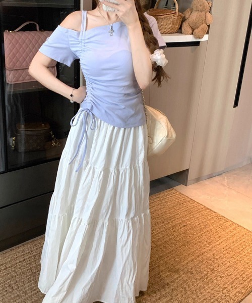 Sally Lunn tシャツ ワンショルダー ドロストトップス レディース