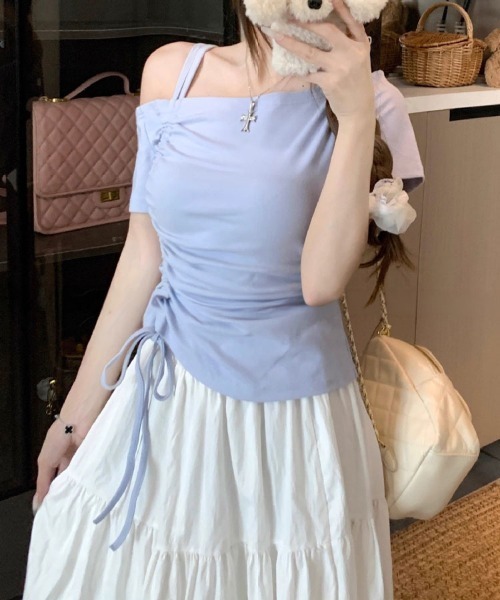Sally Lunn tシャツ ワンショルダー ドロストトップス レディース