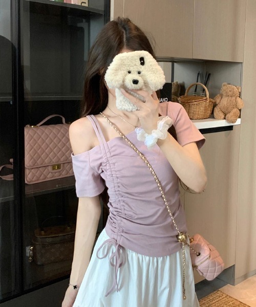 RANCLIC 未使用　ワンショルダー　トップス Sally Lunn tシャツ ワンショルダー ドロストトップス レディース