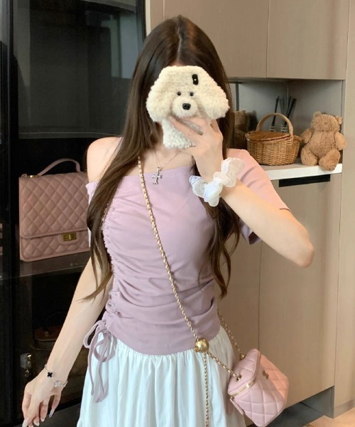 Sally Lunn tシャツ ワンショルダー ドロストトップス レディース