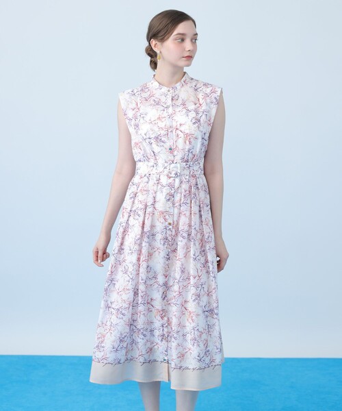 シャツワンピース Coral プリントローンシャツフレア ワンピースの画像