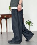 ワイドパンツ ジーンズ 綿レーヨンバギーデニム...の詳細画像2