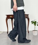 ワイドパンツ ジーンズ 綿レーヨンバギーデニム...の詳細画像4