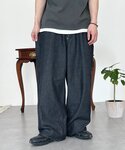 ワイドパンツ ジーンズ 綿レーヨンバギーデニム...の詳細画像5