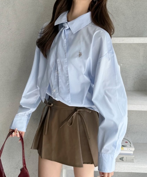 「U.S. POLO ASSN.」 長袖シャツ M ネイビー レディース_画像2