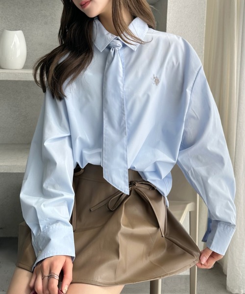 「U.S. POLO ASSN.」 長袖シャツ M ネイビー レディース_画像5