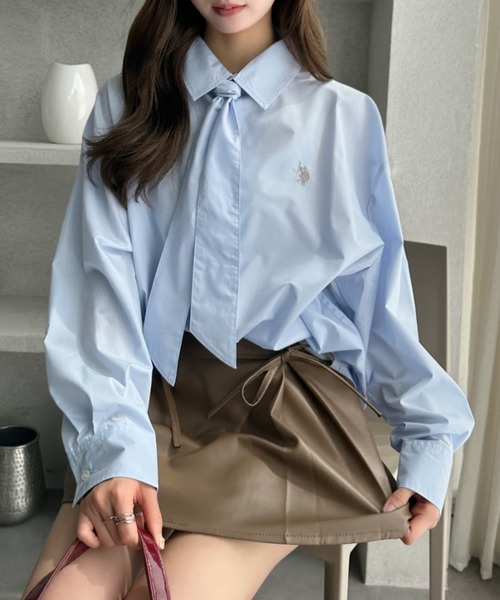 「U.S. POLO ASSN.」 長袖シャツ M ネイビー レディース_画像6