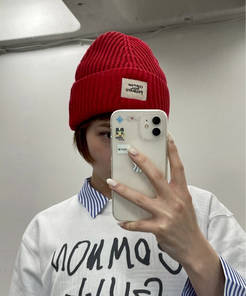 common gull products. ニットキャップ フリー レッド レディース